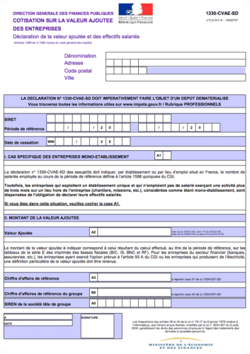 formulaire 1330 cvae 